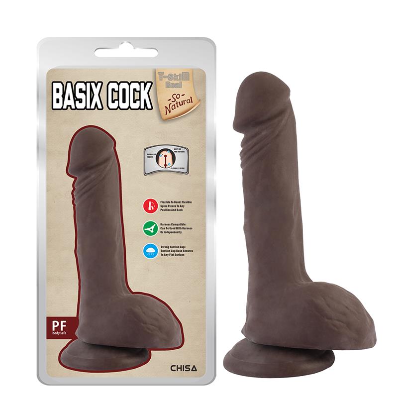 CHISA - BASIX COCK DILDO DUAL DENSITY MARRÓN 22.5CM