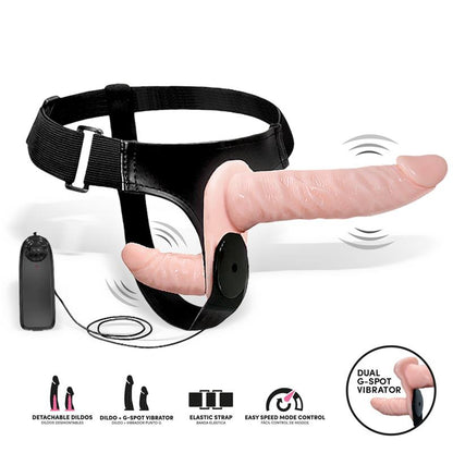 HARNESS COLLECTION LATETOBED - BATEK ARNÉS CON DILDO DOBLE DESMONTABLE, PUNTO G Y VIBRACIÓN CONTROL REMOTO