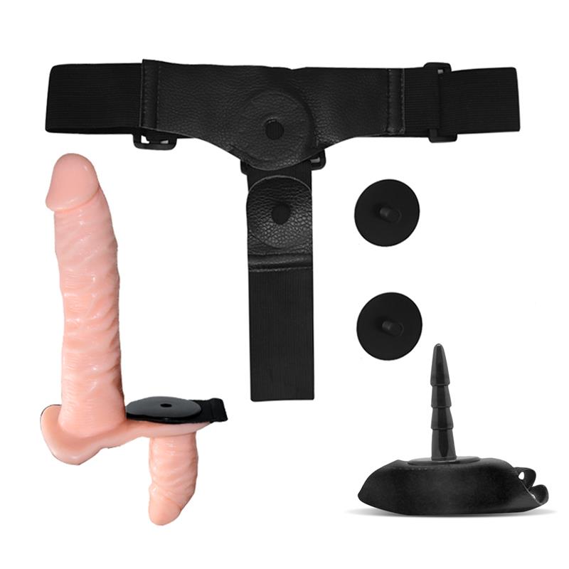 HARNESS COLLECTION LATETOBED - BATEK ARNÉS CON DILDO DOBLE DESMONTABLE, PUNTO G Y VIBRACIÓN CONTROL REMOTO