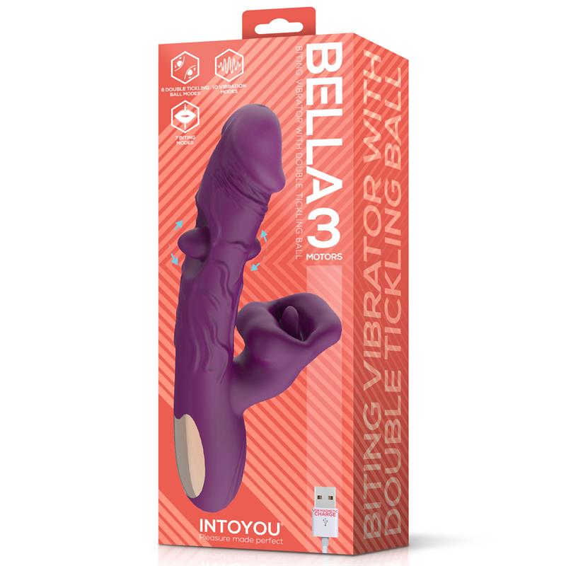 INTOYOU - BELLA VIBRADOR DOBLE BOLA COSQUILLEANTE Y MORDISQUEO 3 MOTORES