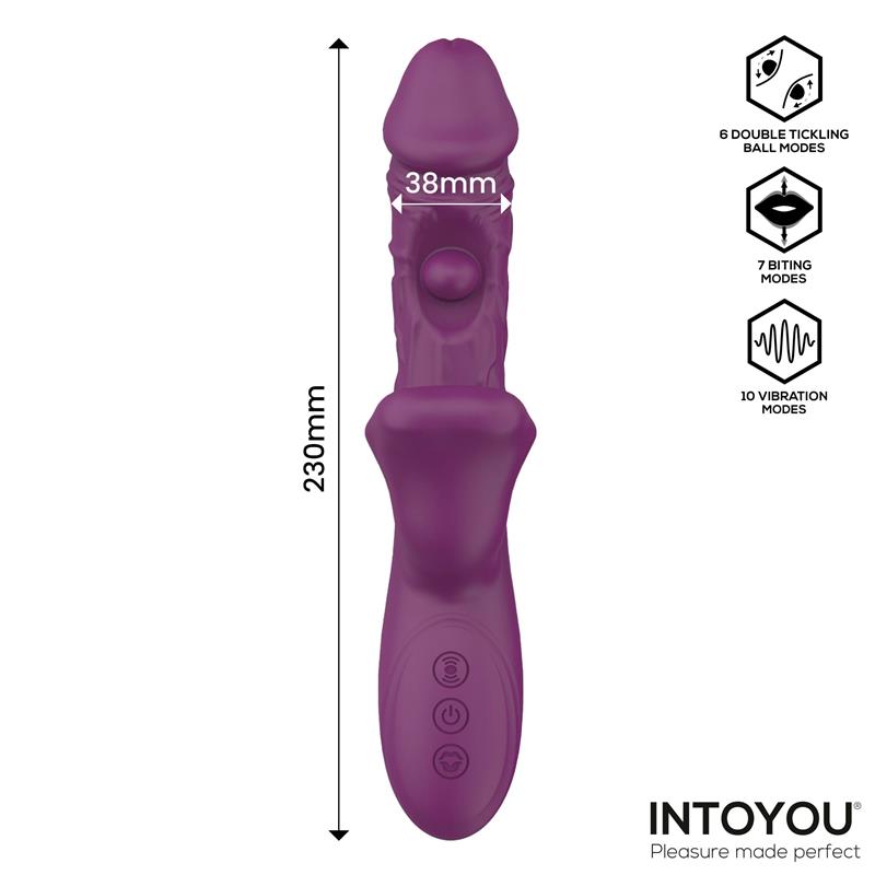 INTOYOU - BELLA VIBRADOR DOBLE BOLA COSQUILLEANTE Y MORDISQUEO 3 MOTORES