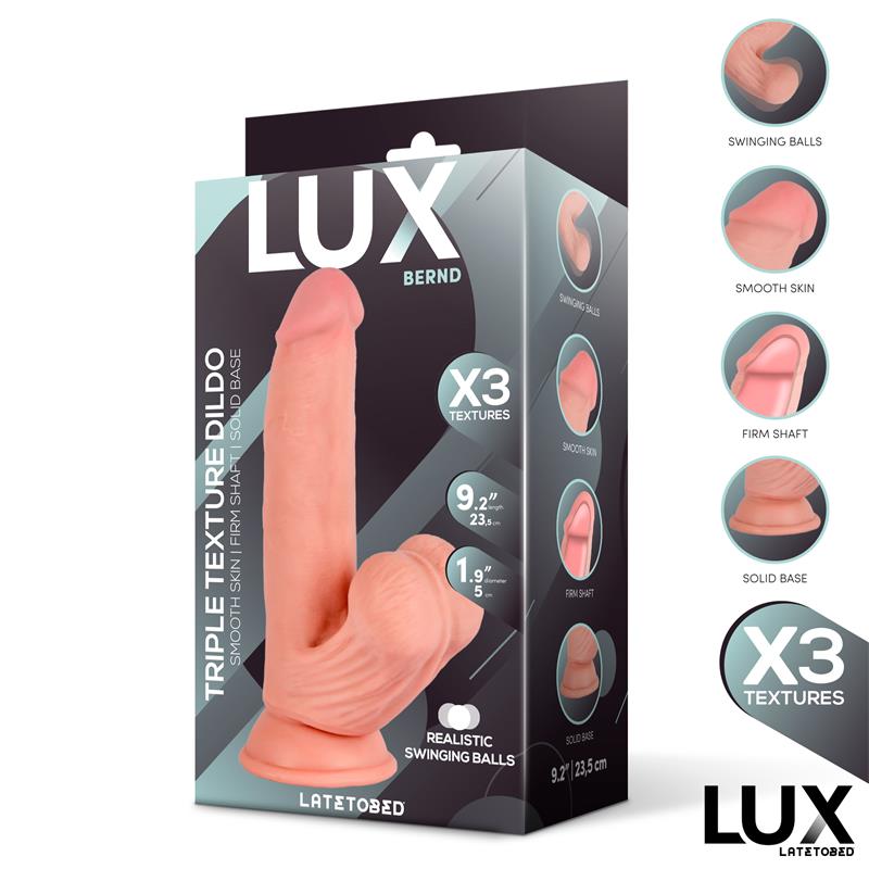 LUX - BERND DILDO TRIPLE DENSIDAD CON TESTÍCULOS OSCILANTES 9.2