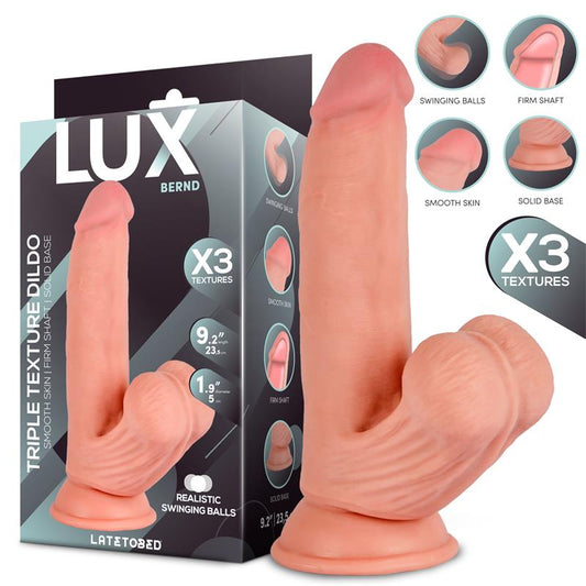LUX - BERND DILDO TRIPLE DENSIDAD CON TESTÍCULOS OSCILANTES 9.2