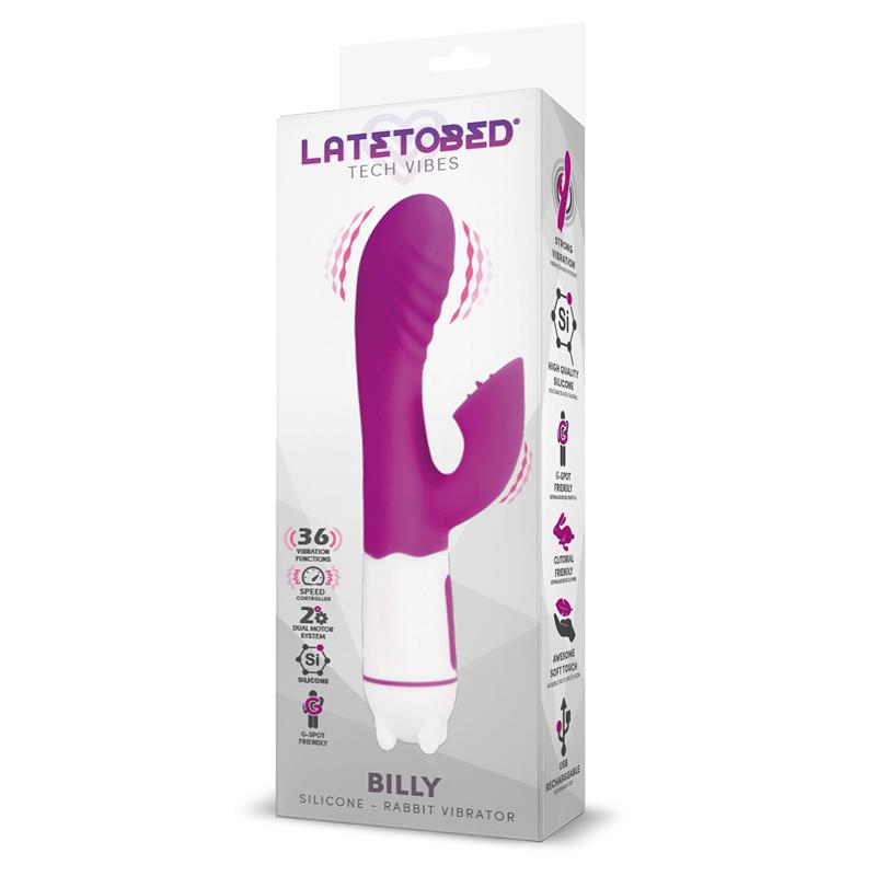 LATETOBED - BILLY VIBRADOR USB 36 FUNCIONES SILICONA PÚRPURA