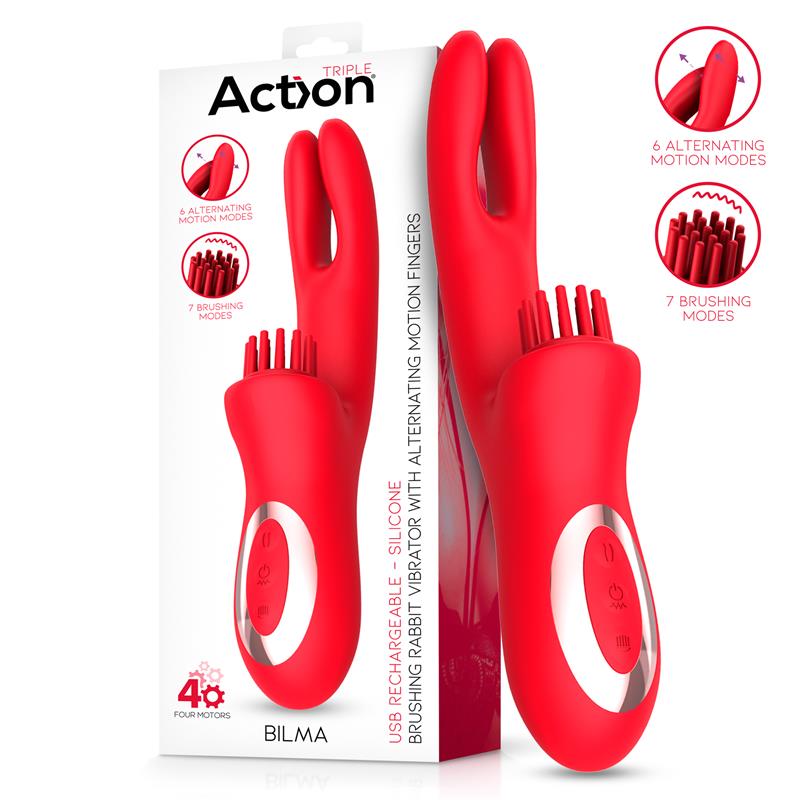 ACTION - BILMA VIBRADOR CON MOVIMIENTOS ALTERNANTES Y BRUSHING 4 MOTORES