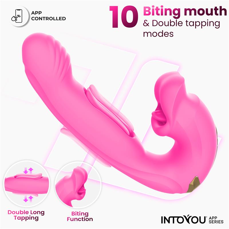 INTOYOU APP SERIES - BIMBY VIBRADOR CON MORDISQUEO Y LENGUA DOBLE TAPPING CON APP