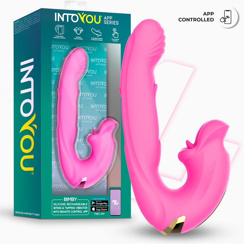 INTOYOU APP SERIES - BIMBY VIBRADOR CON MORDISQUEO Y LENGUA DOBLE TAPPING CON APP