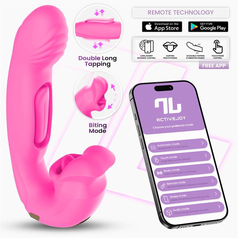 INTOYOU APP SERIES - BIMBY VIBRADOR CON MORDISQUEO Y LENGUA DOBLE TAPPING CON APP