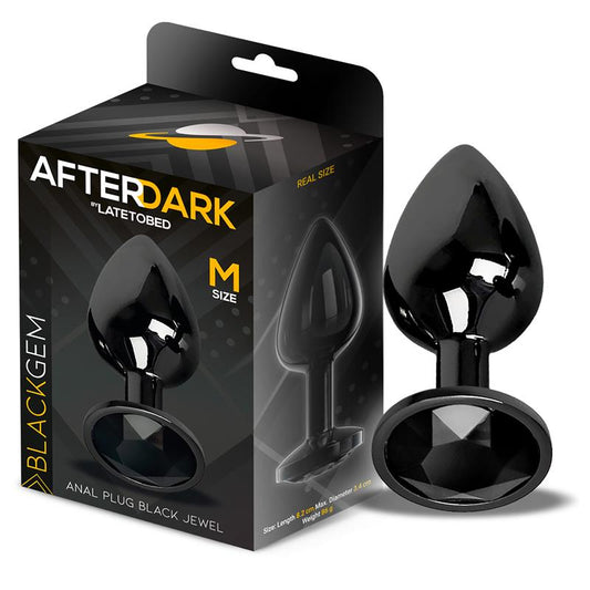 AFTERDARK - BLACKGEM PLUG ANAL METÁLICO CON JOYA COLOR NEGRO TALLA M