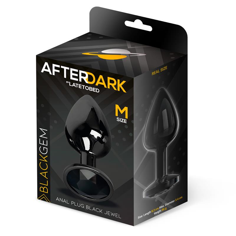 AFTERDARK - BLACKGEM PLUG ANAL METÁLICO CON JOYA COLOR NEGRO TALLA M