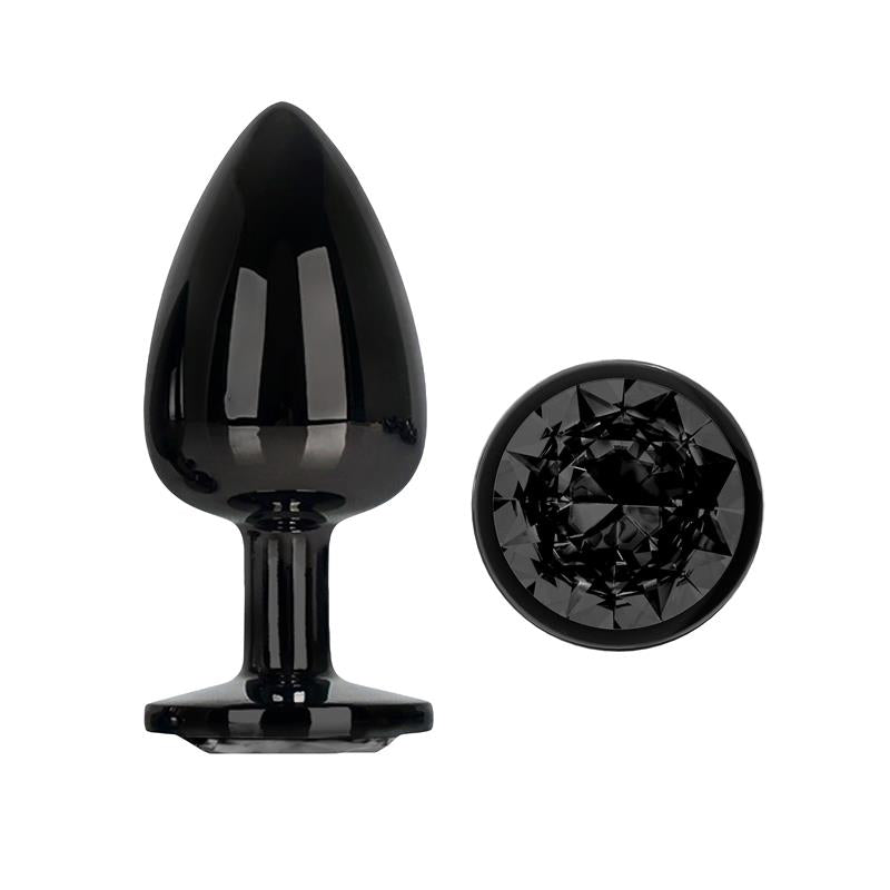 AFTERDARK - BLACKGEM PLUG ANAL METÁLICO CON JOYA NEGRO TALLA L