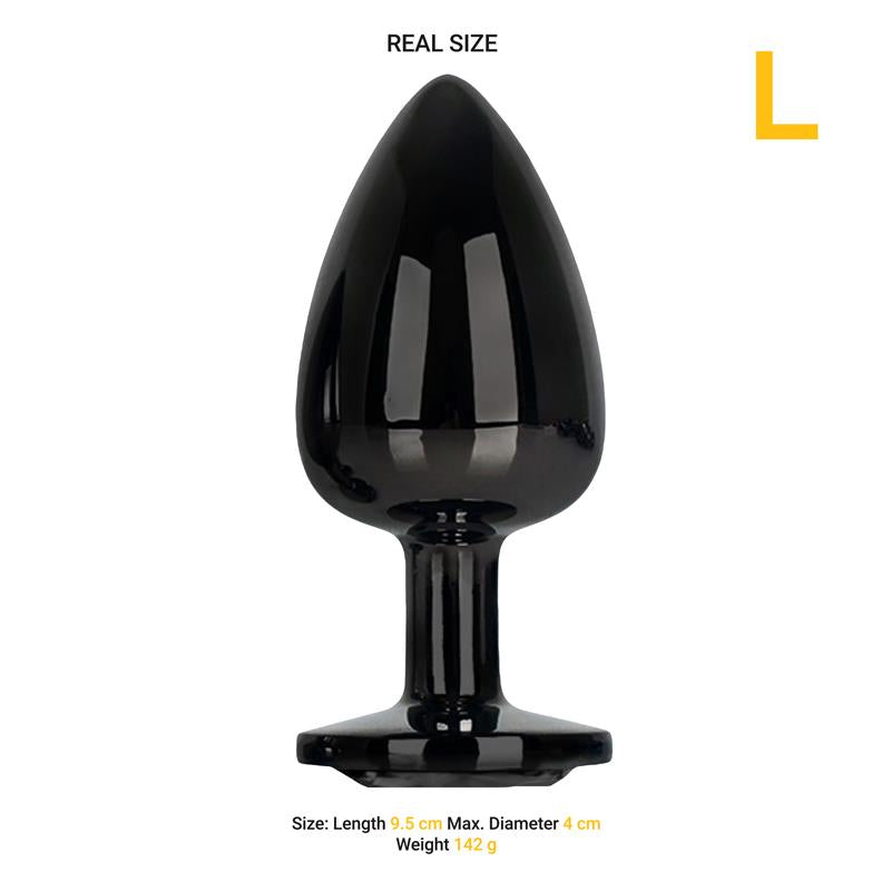 AFTERDARK - BLACKGEM PLUG ANAL METÁLICO CON JOYA NEGRO TALLA L