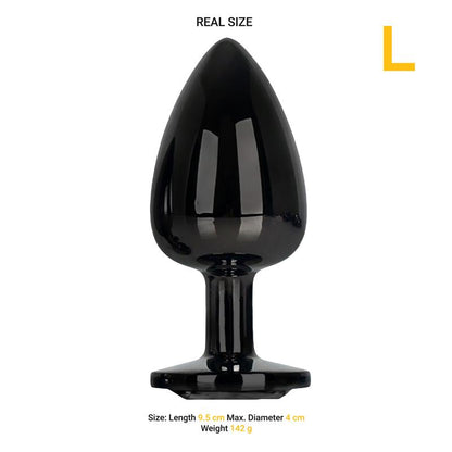 AFTERDARK - BLACKGEM PLUG ANAL METÁLICO CON JOYA NEGRO TALLA L