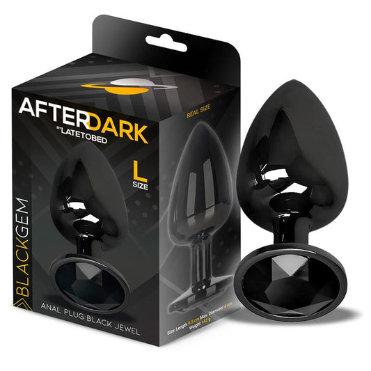 AFTERDARK - BLACKGEM PLUG ANAL METÁLICO CON JOYA NEGRO TALLA L