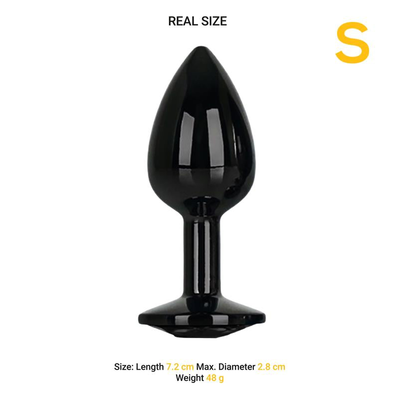 AFTERDARK - BLACKGEM PLUG ANAL METÁLICO CON JOYA TALLA S NEGRO