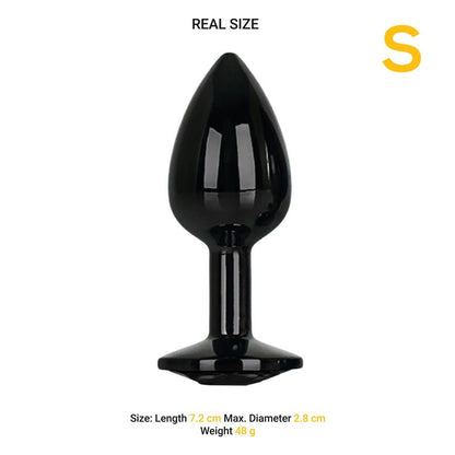 AFTERDARK - BLACKGEM PLUG ANAL METÁLICO CON JOYA TALLA S NEGRO