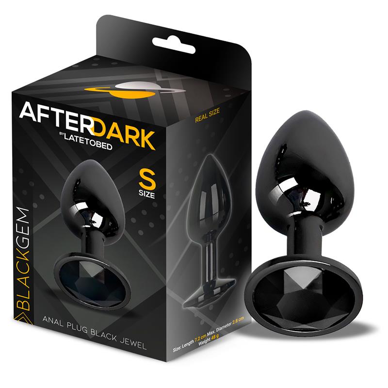 AFTERDARK - BLACKGEM PLUG ANAL METÁLICO CON JOYA TALLA S NEGRO