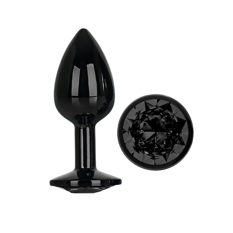 AFTERDARK - BLACKGEM PLUG ANAL METÁLICO CON JOYA TALLA S NEGRO