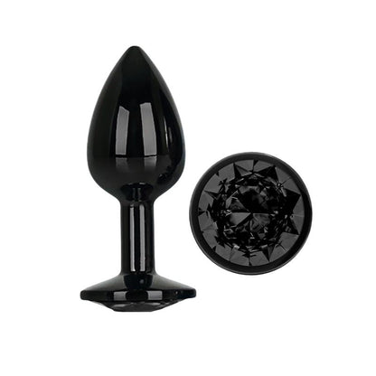 AFTERDARK - BLACKGEM PLUG ANAL METÁLICO CON JOYA TALLA S NEGRO