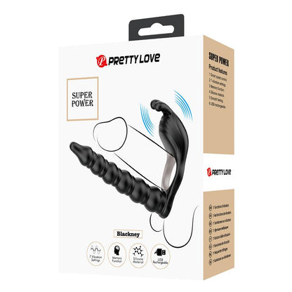 PRETTYLOVE - BLACKNEY ANILLO VIBRADOR CON PLUG SILICONA NEGRO