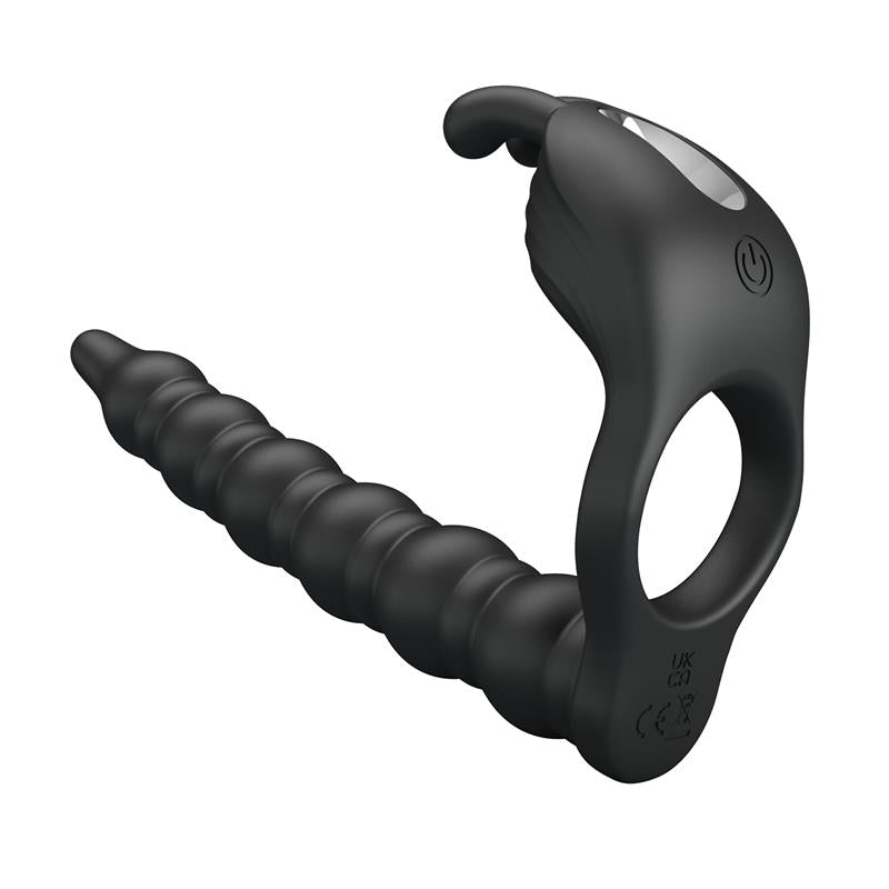 PRETTYLOVE - BLACKNEY ANILLO VIBRADOR CON PLUG SILICONA NEGRO