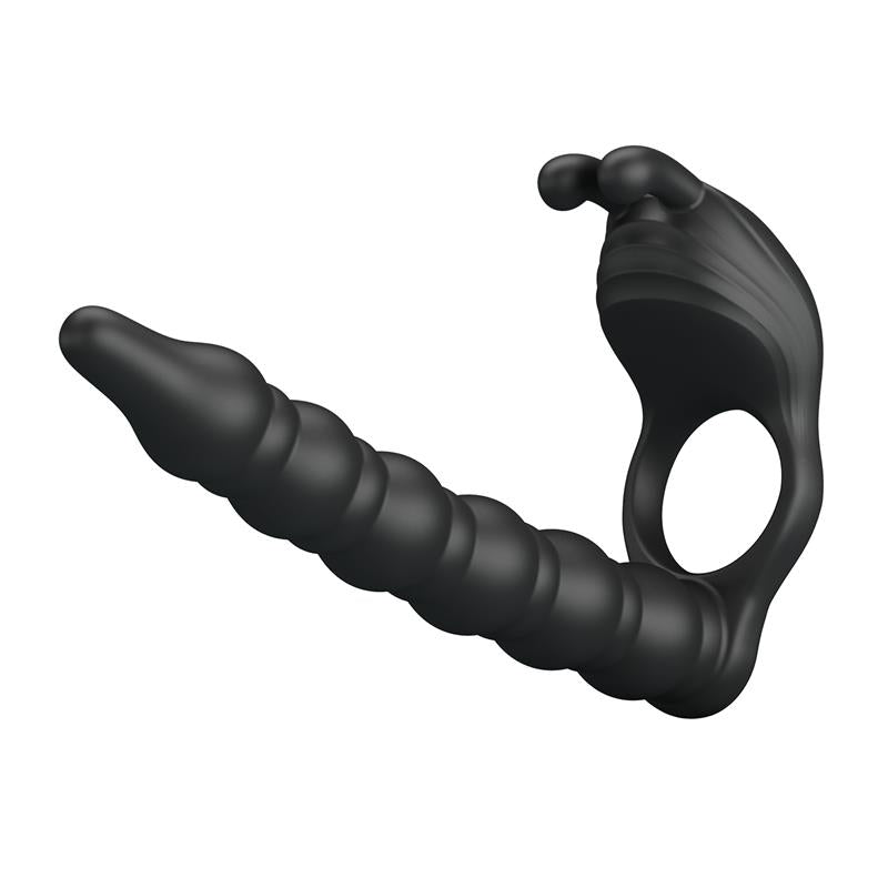 PRETTYLOVE - BLACKNEY ANILLO VIBRADOR CON PLUG SILICONA NEGRO