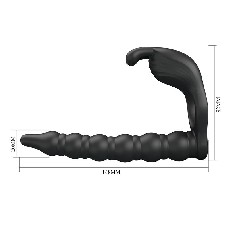 PRETTYLOVE - BLACKNEY ANILLO VIBRADOR CON PLUG SILICONA NEGRO
