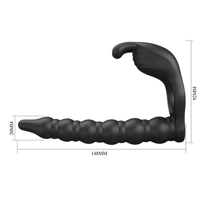 PRETTYLOVE - BLACKNEY ANILLO VIBRADOR CON PLUG SILICONA NEGRO