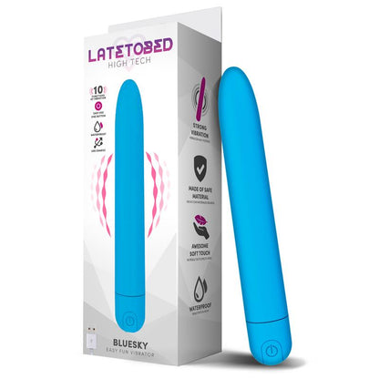 LATETOBED - BLUESKY VIBRADOR 10 FUNCIONES 18,5 CM USB AZUL MATE