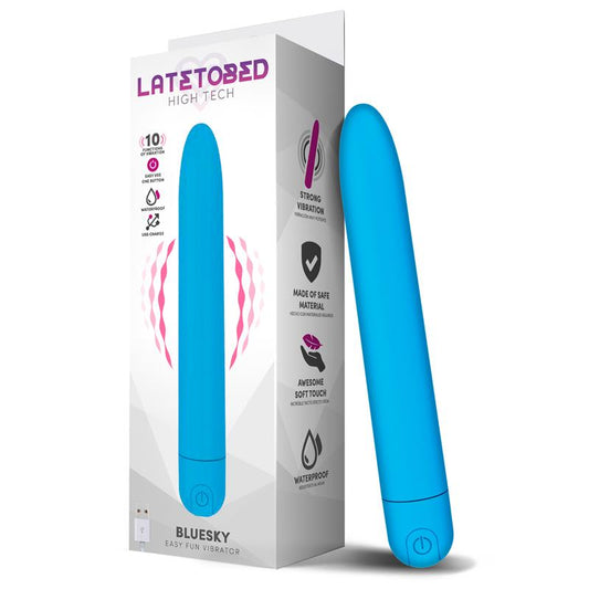LATETOBED - BLUESKY VIBRADOR 10 FUNCIONES 18,5 CM USB AZUL MATE