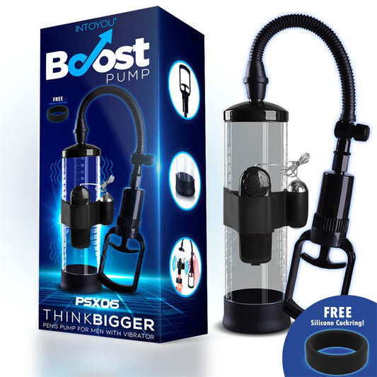 BOOST PUMPS - BOMBA MANUAL PARA EL PENE CON ACCESORIO DE VIBRACIÓN PSX06