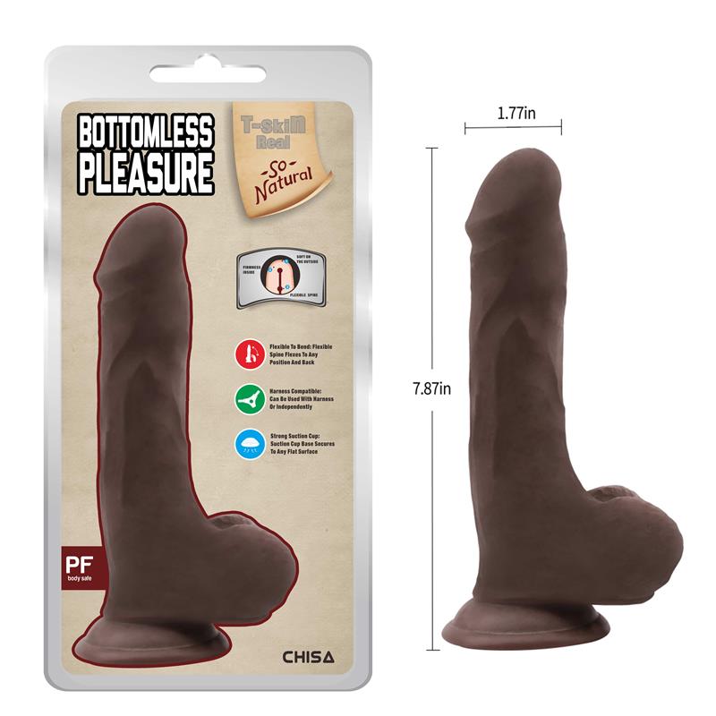 CHISA - BOTTOMLESS PLEASURE DILDO DUAL DENSITY MARRÓN 20CM