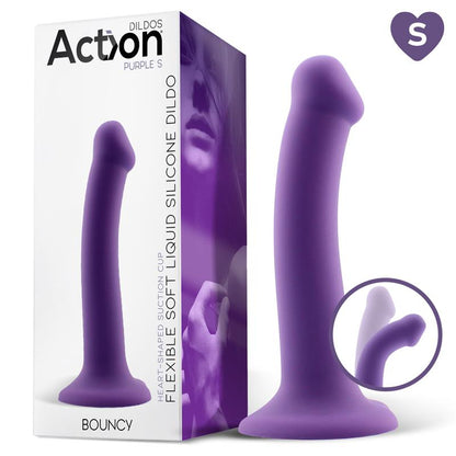 ACTION - BOUNCY DILDO SILICONA LÍQUIDA HIPER FLEXIBLE 6.5 - 16.5 CM TALLA S PÚRPURA