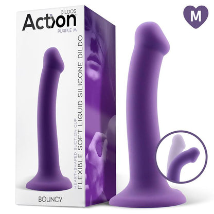 ACTION - BOUNCY DILDO SILICONA LÍQUIDA HIPER FLEXIBLE 7 - 18 CM TALLA M PÚRPURA