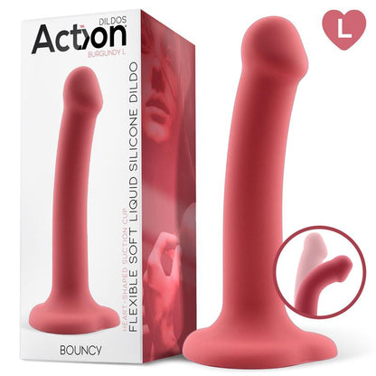 ACTION - BOUNCY DILDO SILICONA LÍQUIDA HIPER FLEXIBLE 7.5 - 19 CM TALLA L BURGUNDY