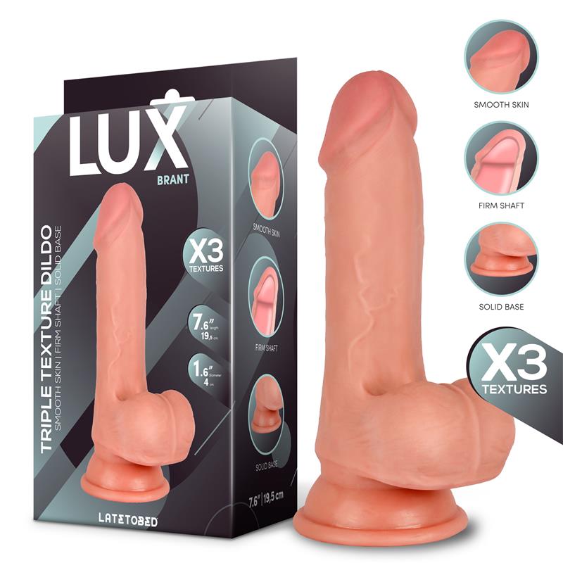 LUX - BRANT DILDO TRIPLE DENSIDAD CON TESTÍCULOS 7.6