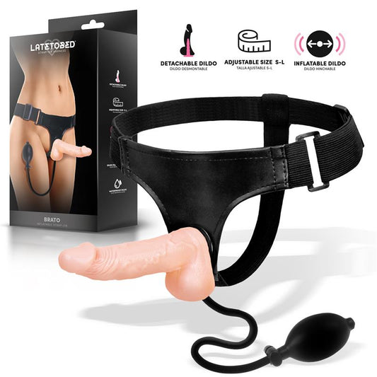 HARNESS COLLECTION LATETOBED - BRATO ARNÉS CON DILDO REALISTA Y FUNCIÓN DE INFLADO
