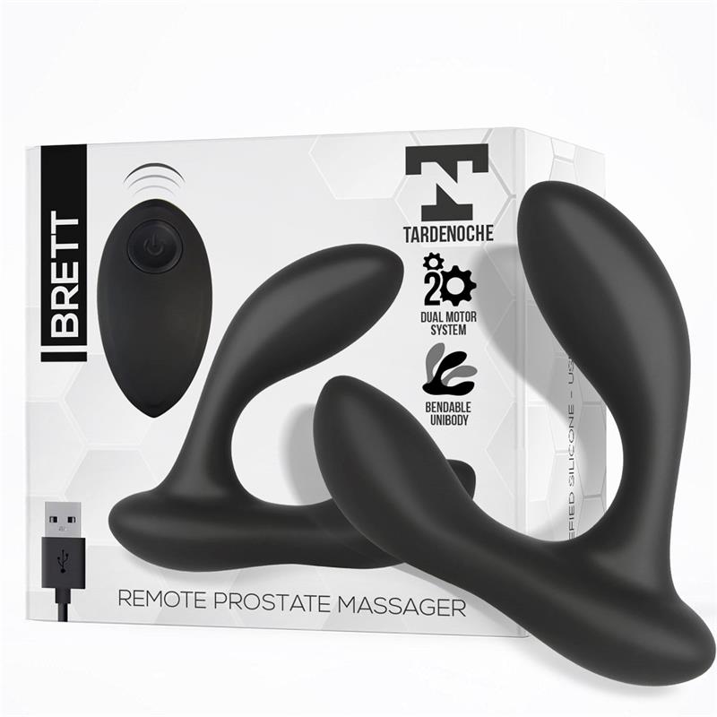TARDENOCHE - BRETT MASAJEADOR PROSTÁTICO CONTROL REMOTO USB SILICONA LÍQUIDA