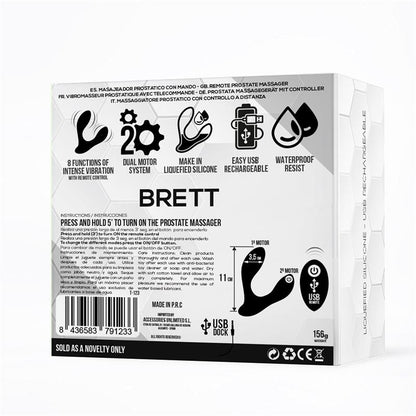 TARDENOCHE - BRETT MASAJEADOR PROSTÁTICO CONTROL REMOTO USB SILICONA LÍQUIDA