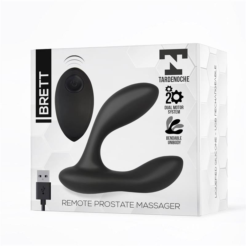 TARDENOCHE - BRETT MASAJEADOR PROSTÁTICO CONTROL REMOTO USB SILICONA LÍQUIDA