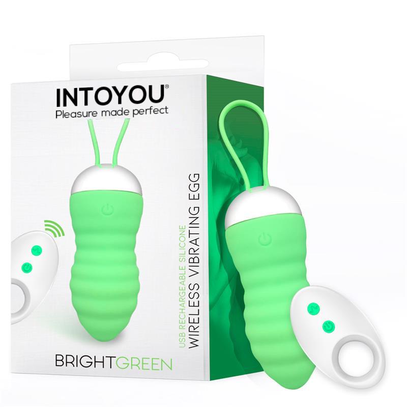INTOYOU - BRIGHTGREEN HUEVO VIBRADOR CONTROL REMOTO USB SILICONA