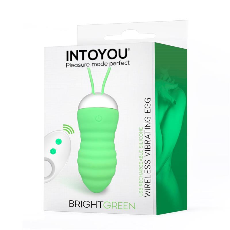 INTOYOU - BRIGHTGREEN HUEVO VIBRADOR CONTROL REMOTO USB SILICONA