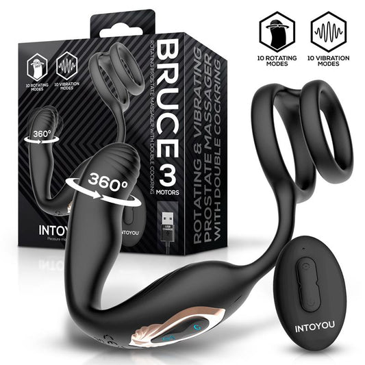 INTOYOU - BRUCE MASAJEADOR PROSTÁTICO 360º Y DOBLE ANILLO CON VIBRACIÓN