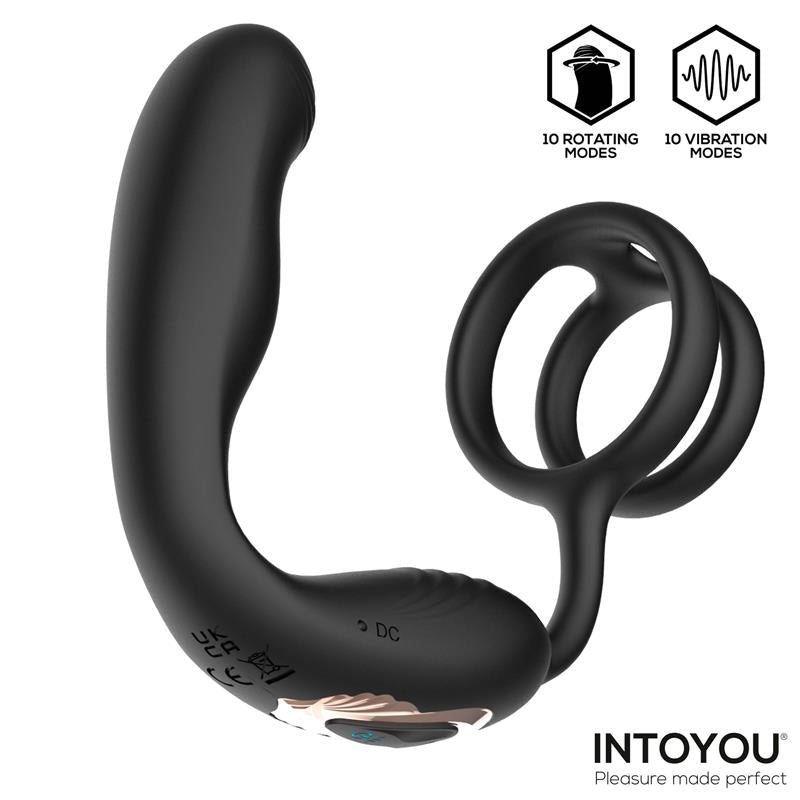 INTOYOU - BRUCE MASAJEADOR PROSTÁTICO 360º Y DOBLE ANILLO CON VIBRACIÓN
