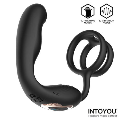INTOYOU - BRUCE MASAJEADOR PROSTÁTICO 360º Y DOBLE ANILLO CON VIBRACIÓN