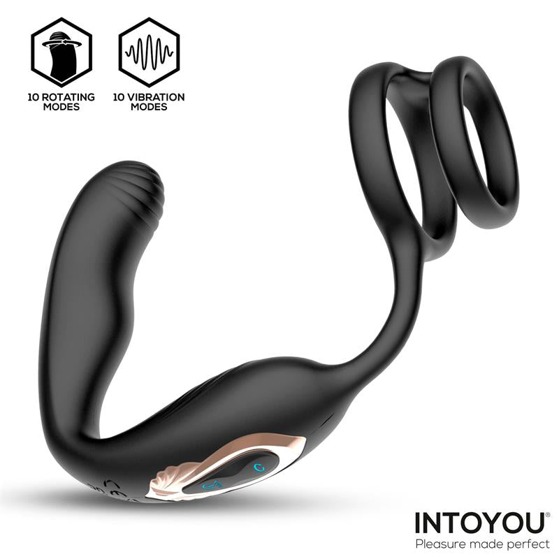 INTOYOU - BRUCE MASAJEADOR PROSTÁTICO 360º Y DOBLE ANILLO CON VIBRACIÓN