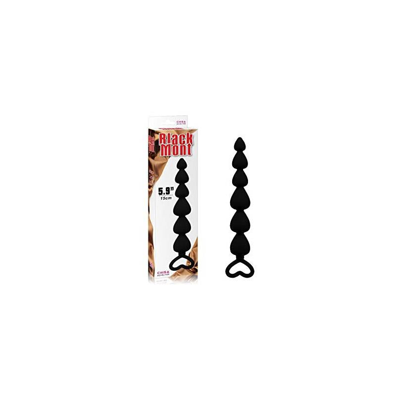 CHISA - CADENA ANAL LOVERS 19 CM BEADS SILICONA NEGRO