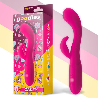 GOODIES - CAKEY VIBRADOR PUNTO G Y CONEJITO USB SILICONA FUCHSIA