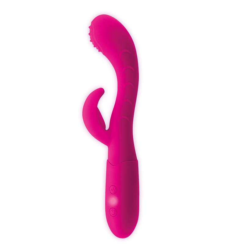 GOODIES - CAKEY VIBRADOR PUNTO G Y CONEJITO USB SILICONA FUCHSIA