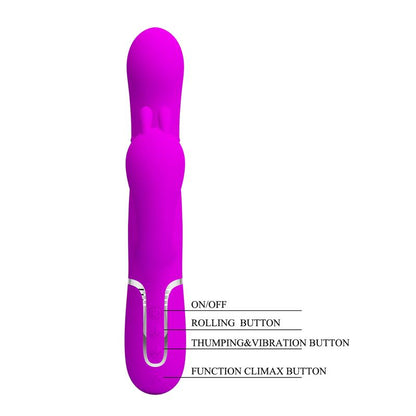 PRETTYLOVE - CAMMY 4 IN 1 VIBRADOR CON BOLAS ROTADORAS Y CADENA ANAL